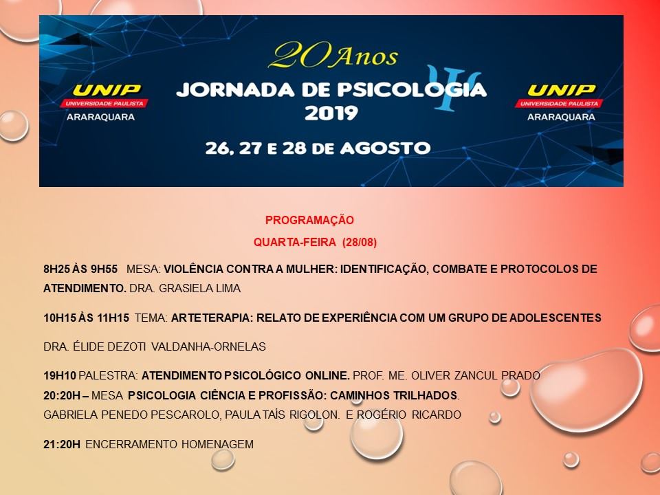 JORNADA DE PSICOLOGIA UNIP 2019